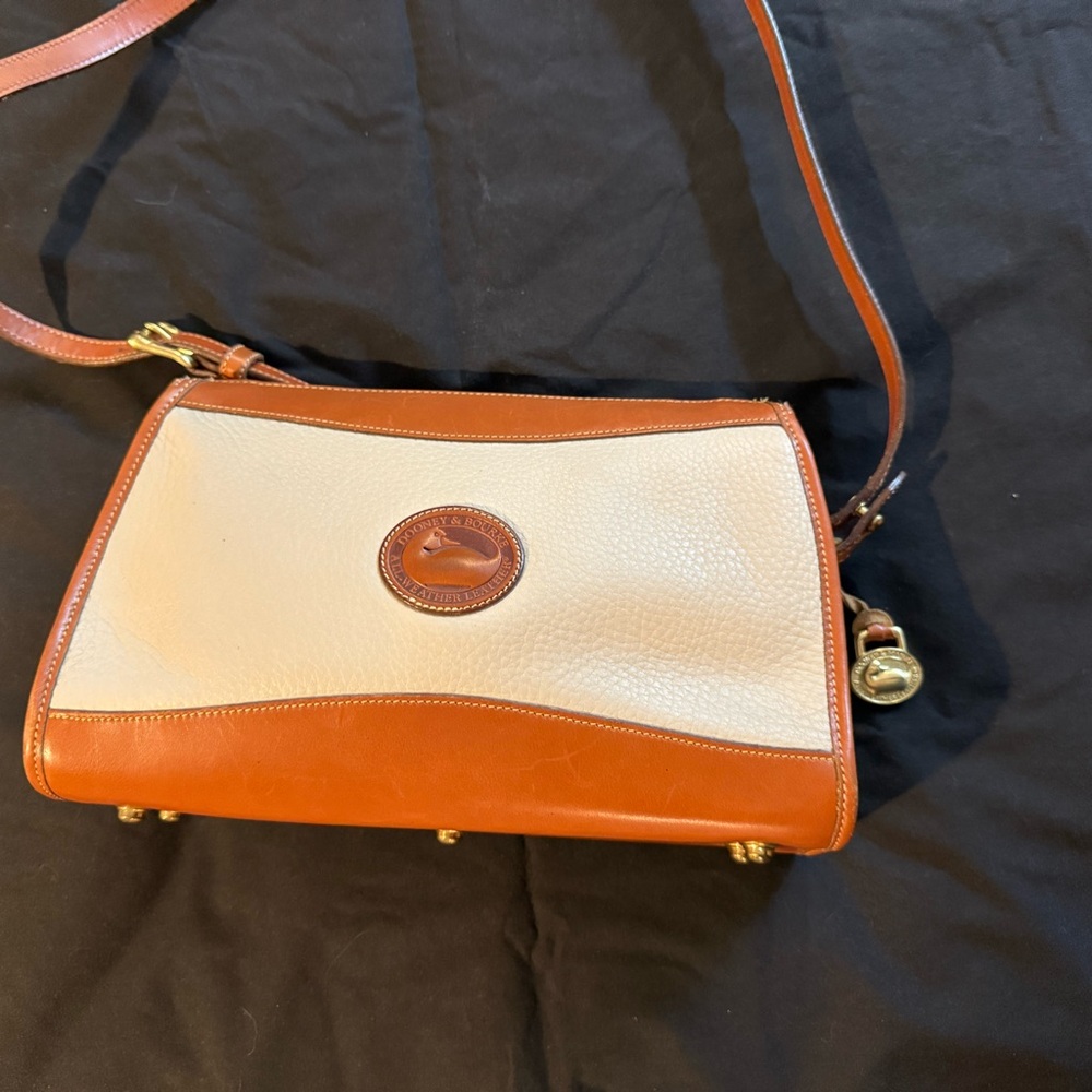 Dooney & Bourke Cream and Tan Pebbled Leather Crossbody - Picture 5 of 7